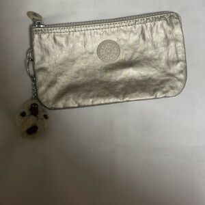 Kipling Metallic Cream Wristlet